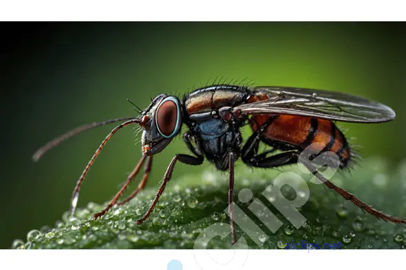 Macro Shot of a Fly on Leaf