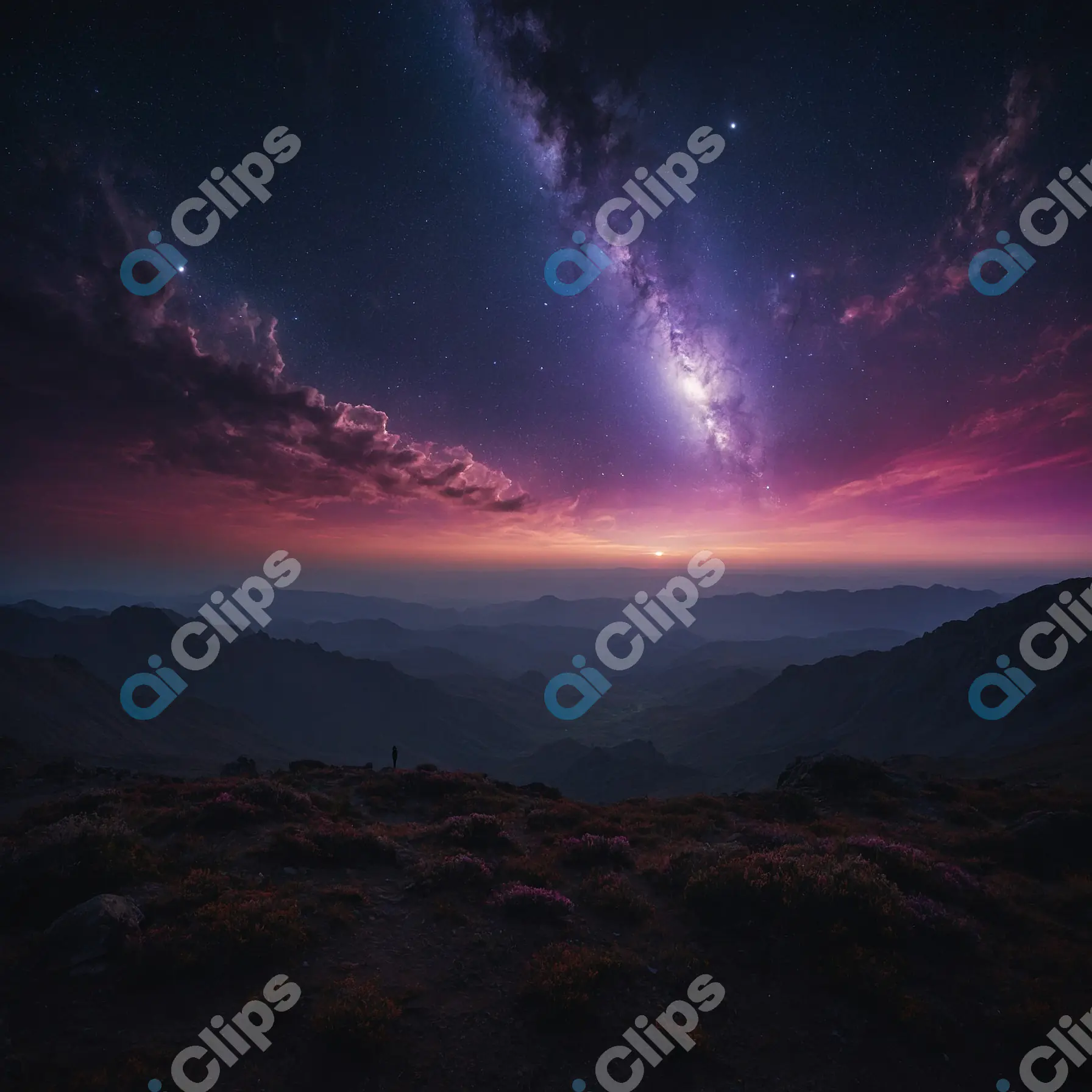 Starry Night Over Mountain Range