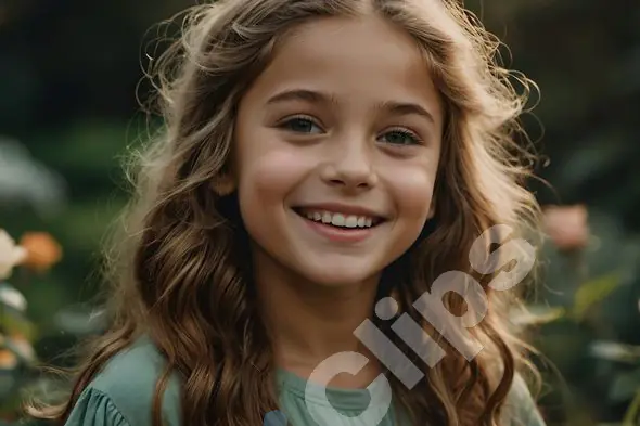 Smiling Girl in Garden