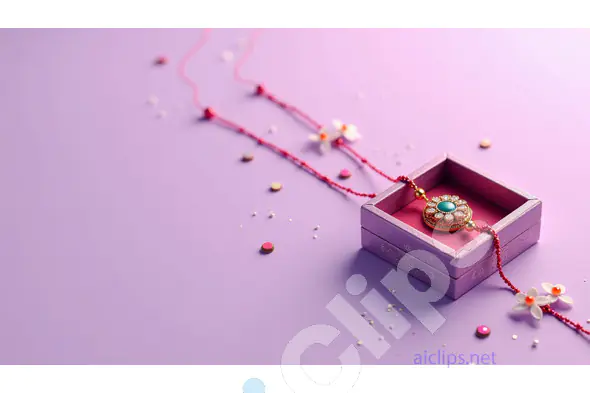 Intricate Rakhi on Lavender Background with Floral Decor