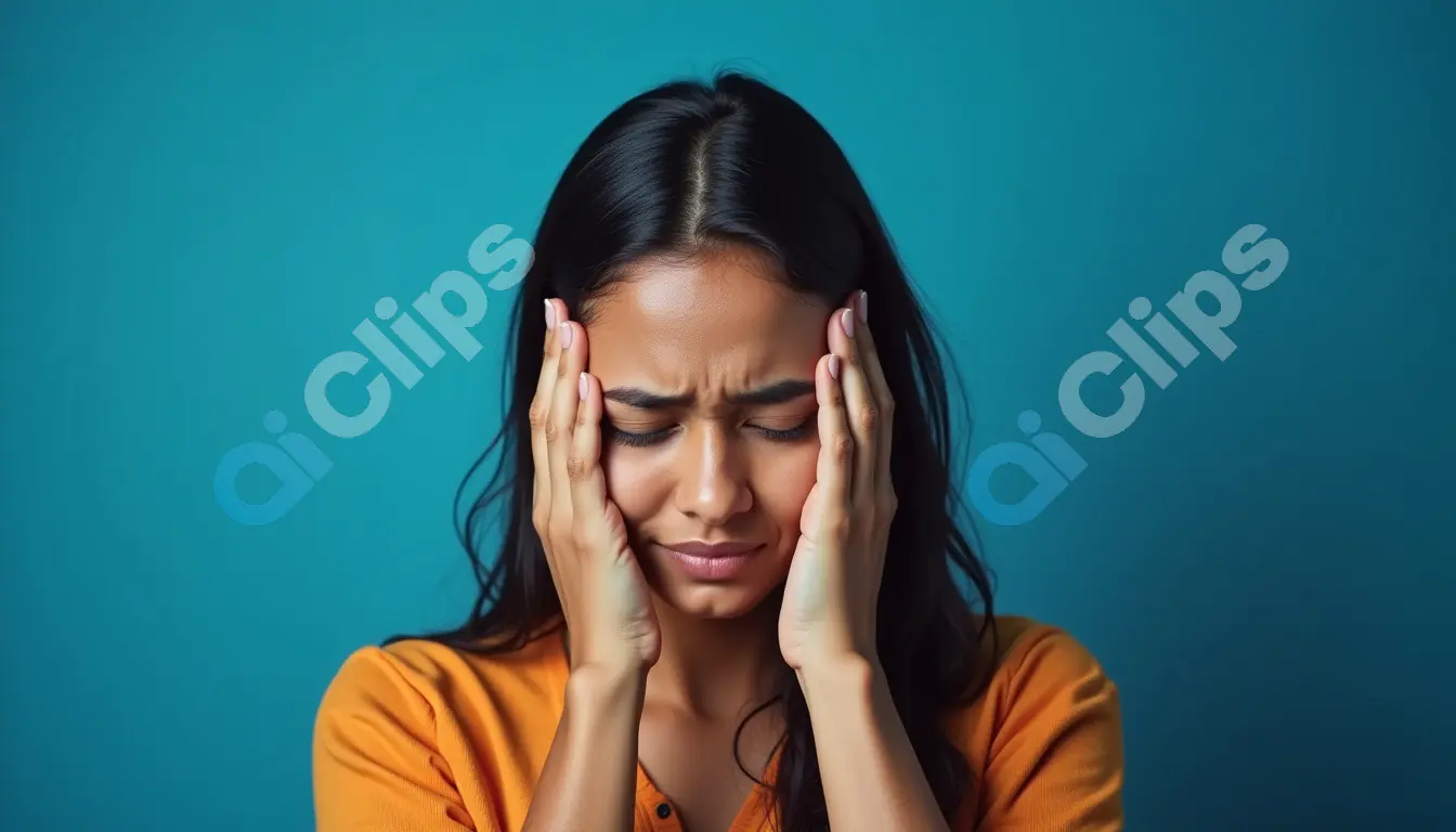 Stressed Woman Holding Head in Frustration