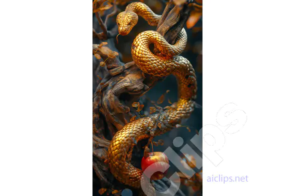 Golden Snake with Apple