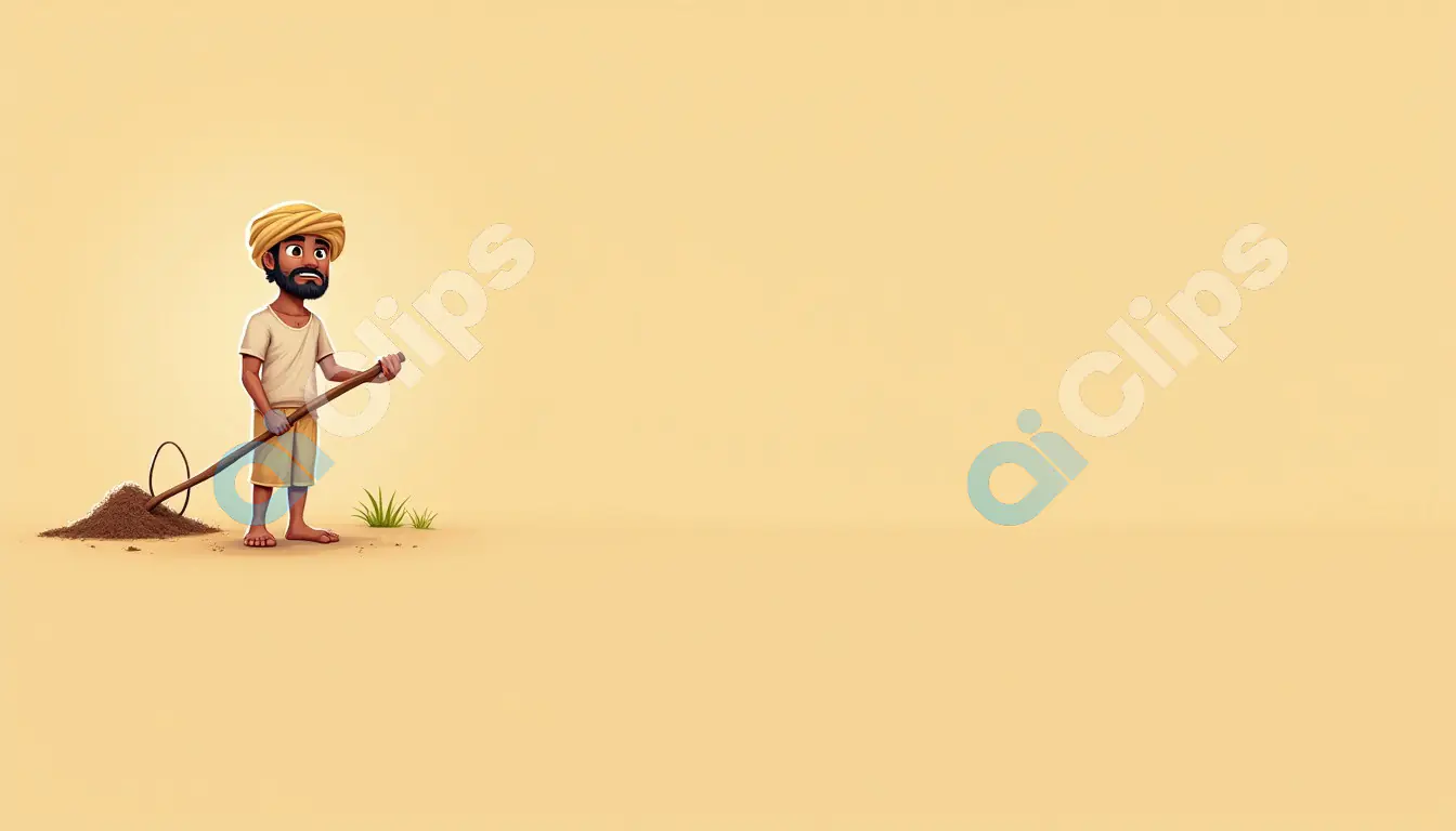 Indian Farmer Illustration – Traditional Plowing Scene