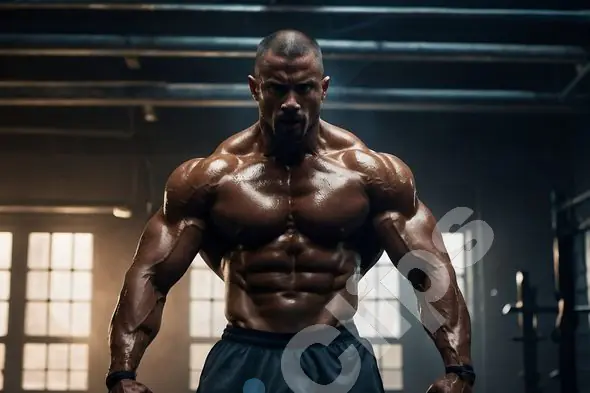 Muscular Bodybuilder in Gym