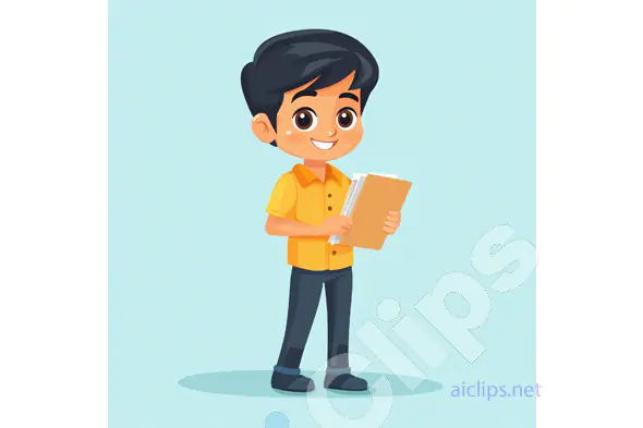 Happy Schoolboy with Books