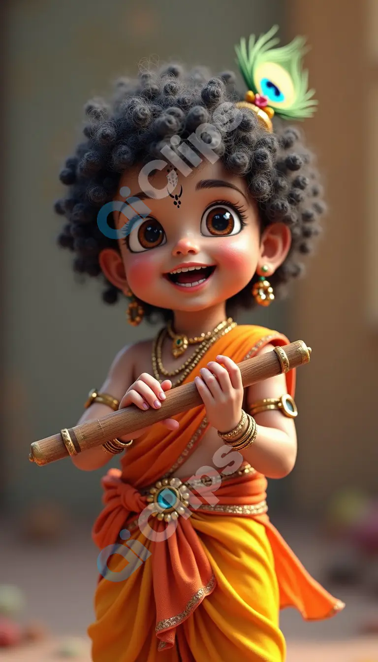 Charming Baby Krishna with Flute