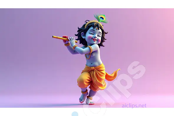 Dancing Baby Krishna Illustration