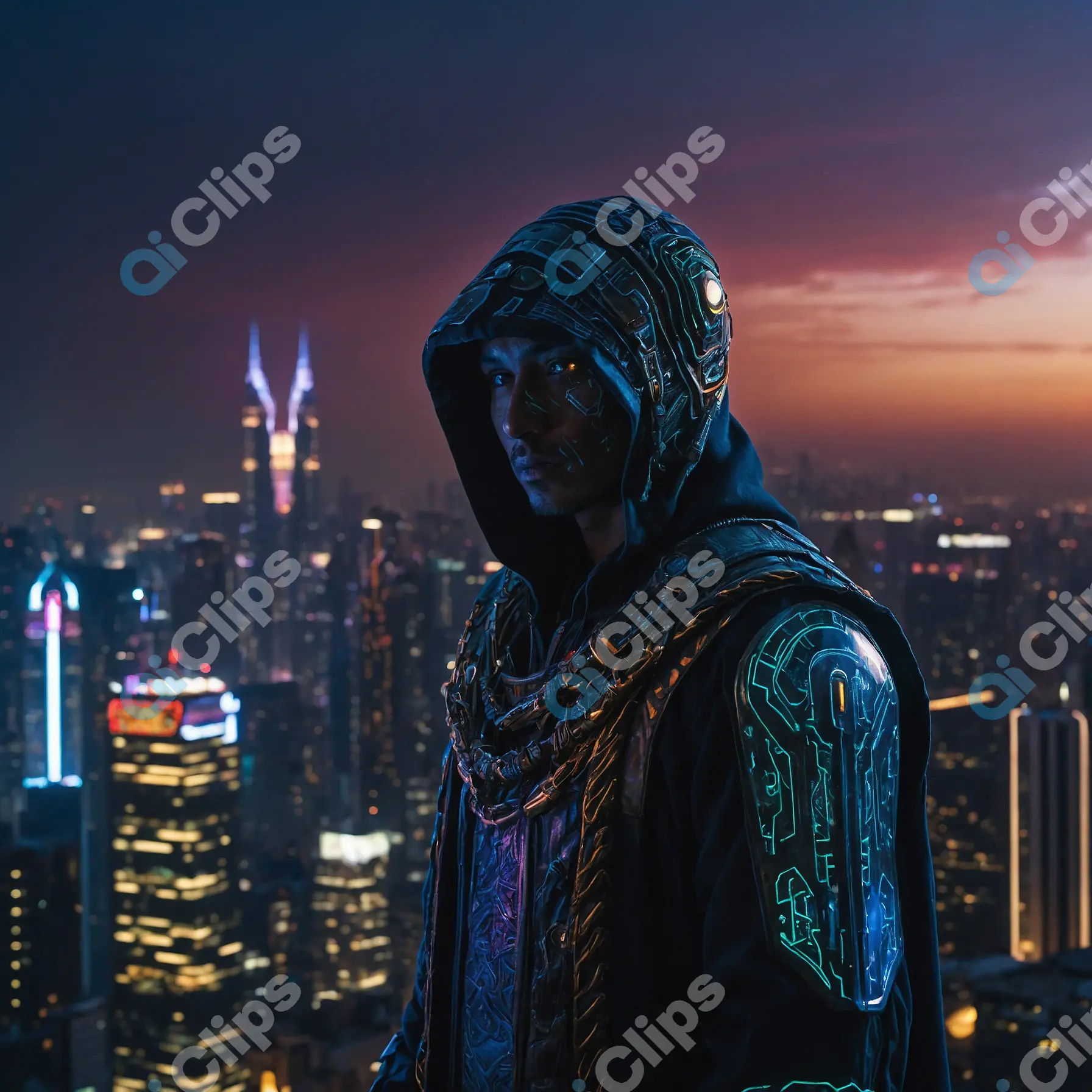 Cyberpunk Hooded Vigilante