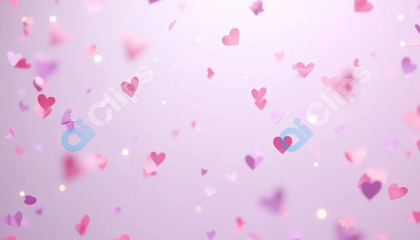 Falling Paper Hearts on a Soft Pink Background