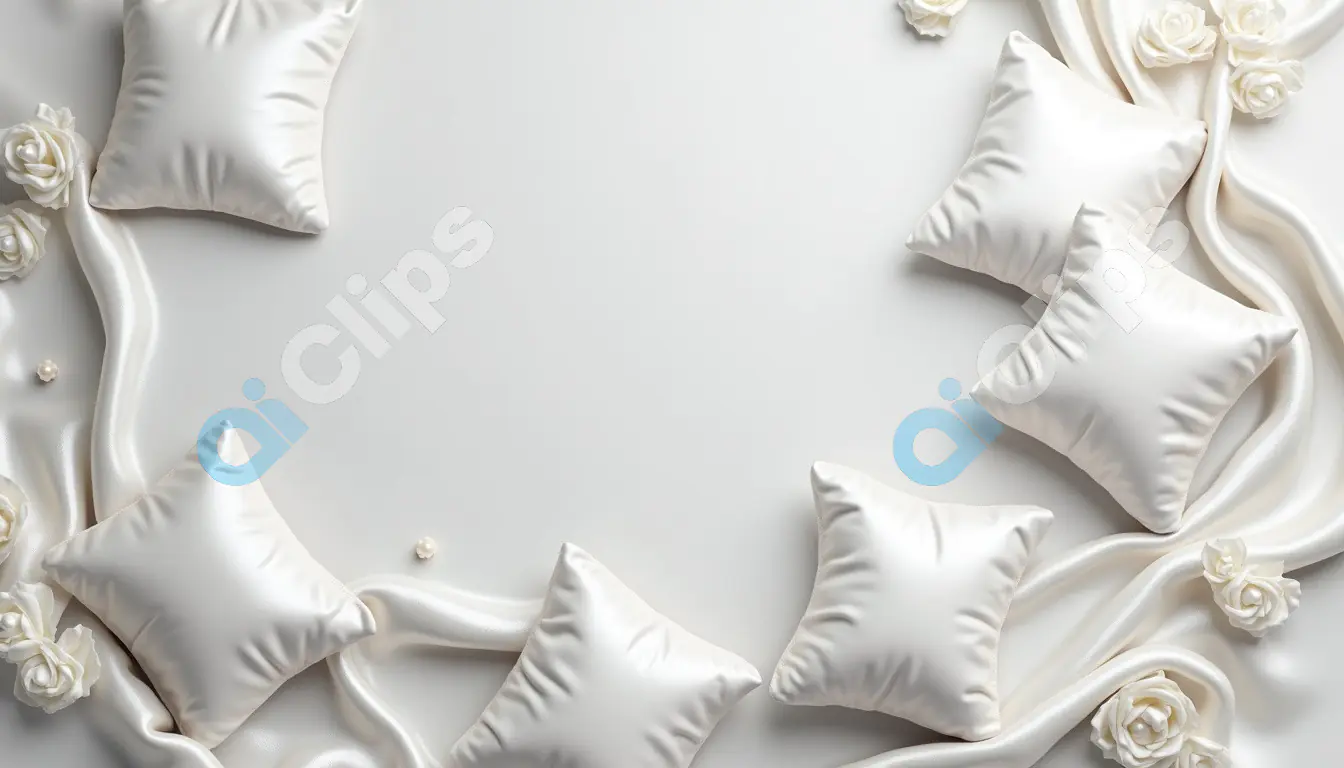 Luxurious White Satin Pillow Arrangement with Roses