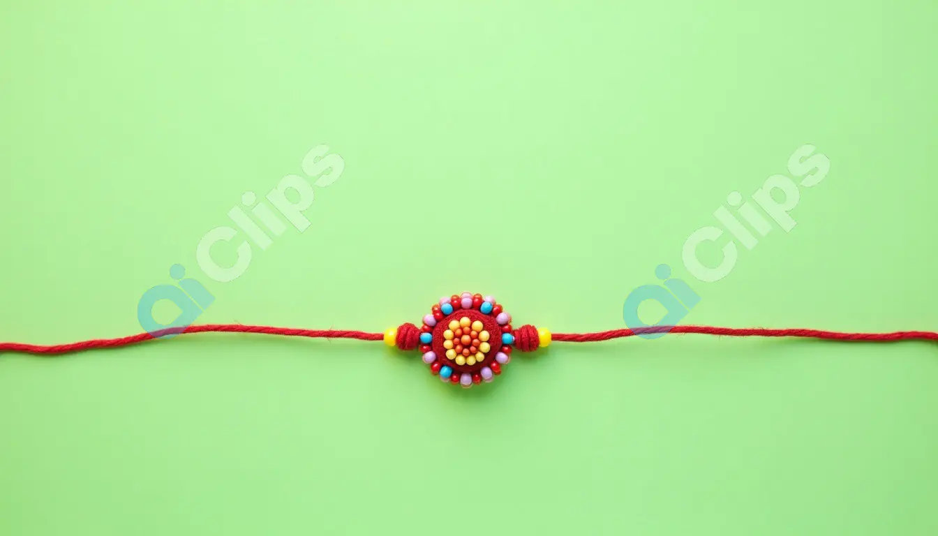 Rakhi Bracelet on Vibrant Green Background