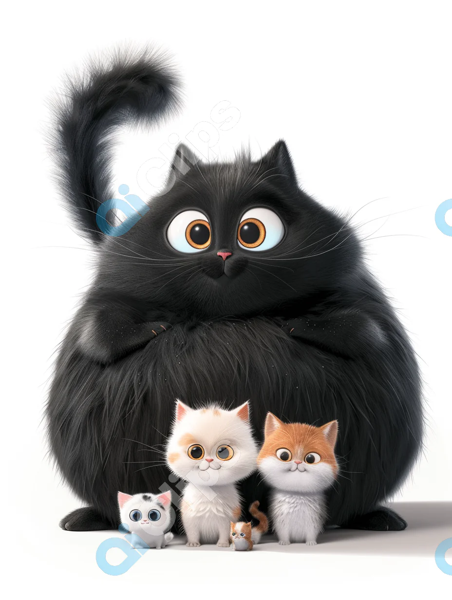 Cartoon Cat Family