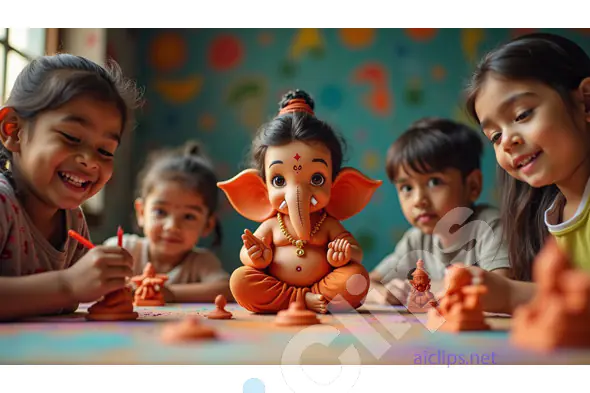 Ganesh Chaturthi Crafting with Kids - Cute Ganesha Figurine