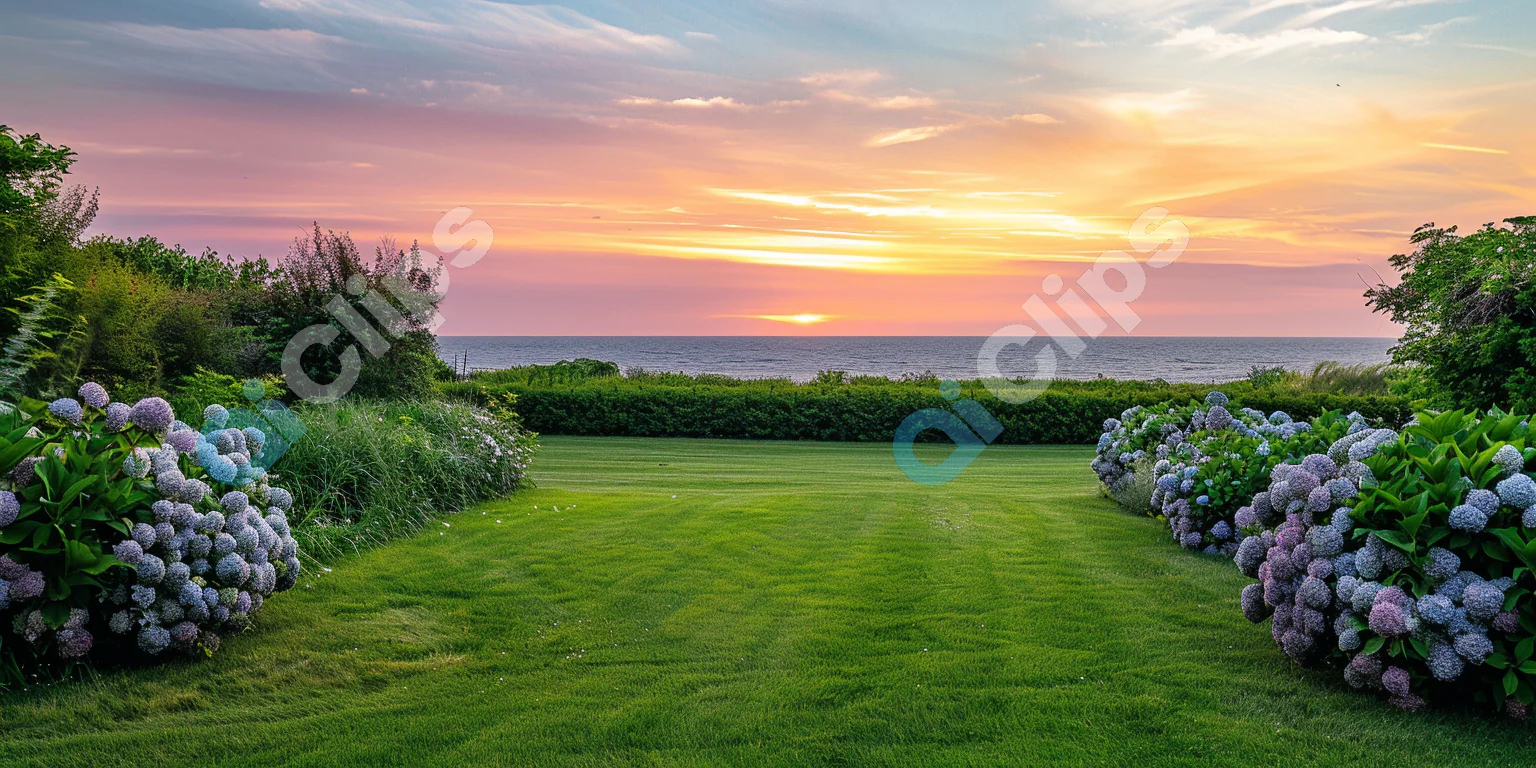 Sunset Over Coastal Garden