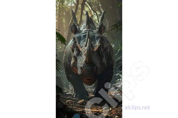 Horned Dinosaur in Jungle