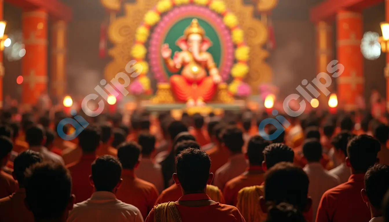 Devotees Gathered for Ganesh Puja Celebration