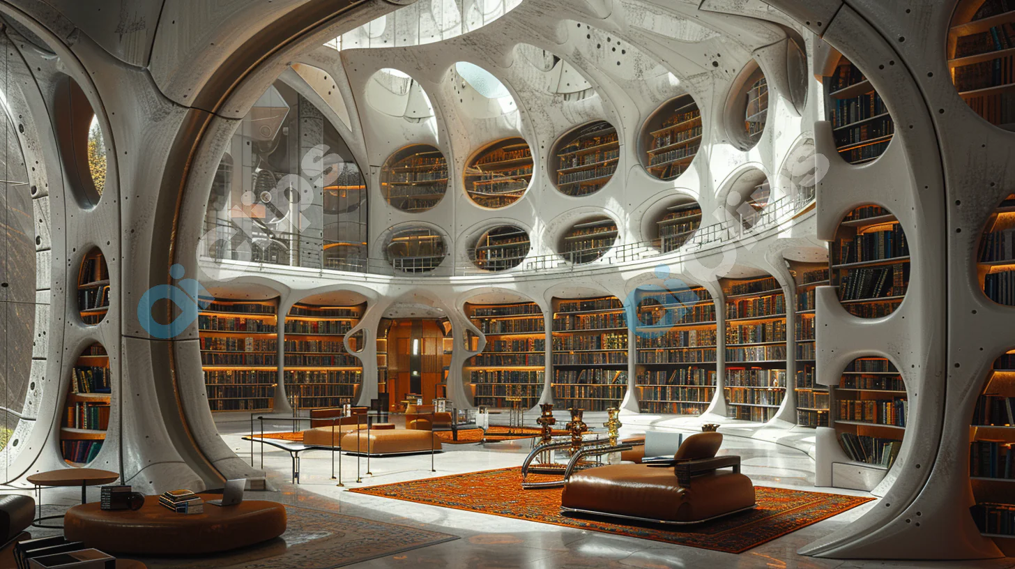 Futuristic Library Interior