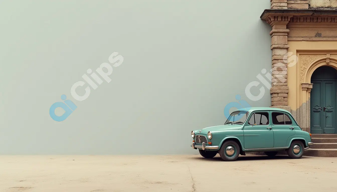 Vintage Car Parked by Classic Building