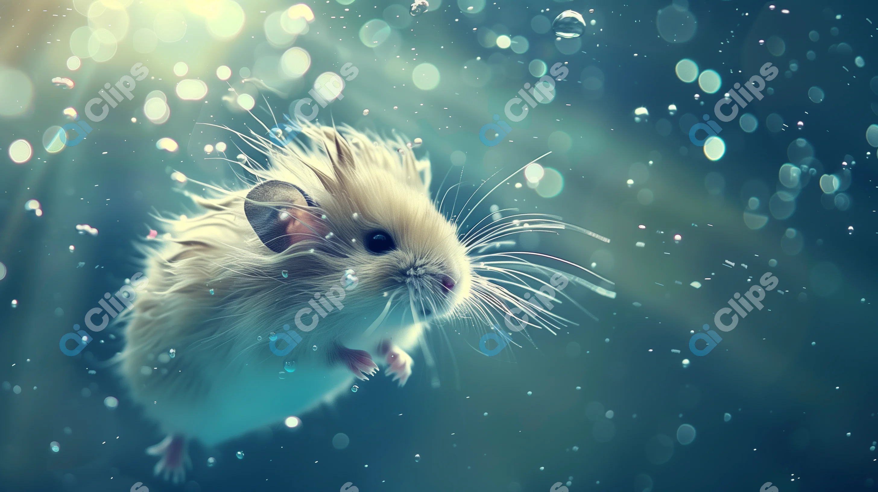 Whimsical Mouse in Bubbles