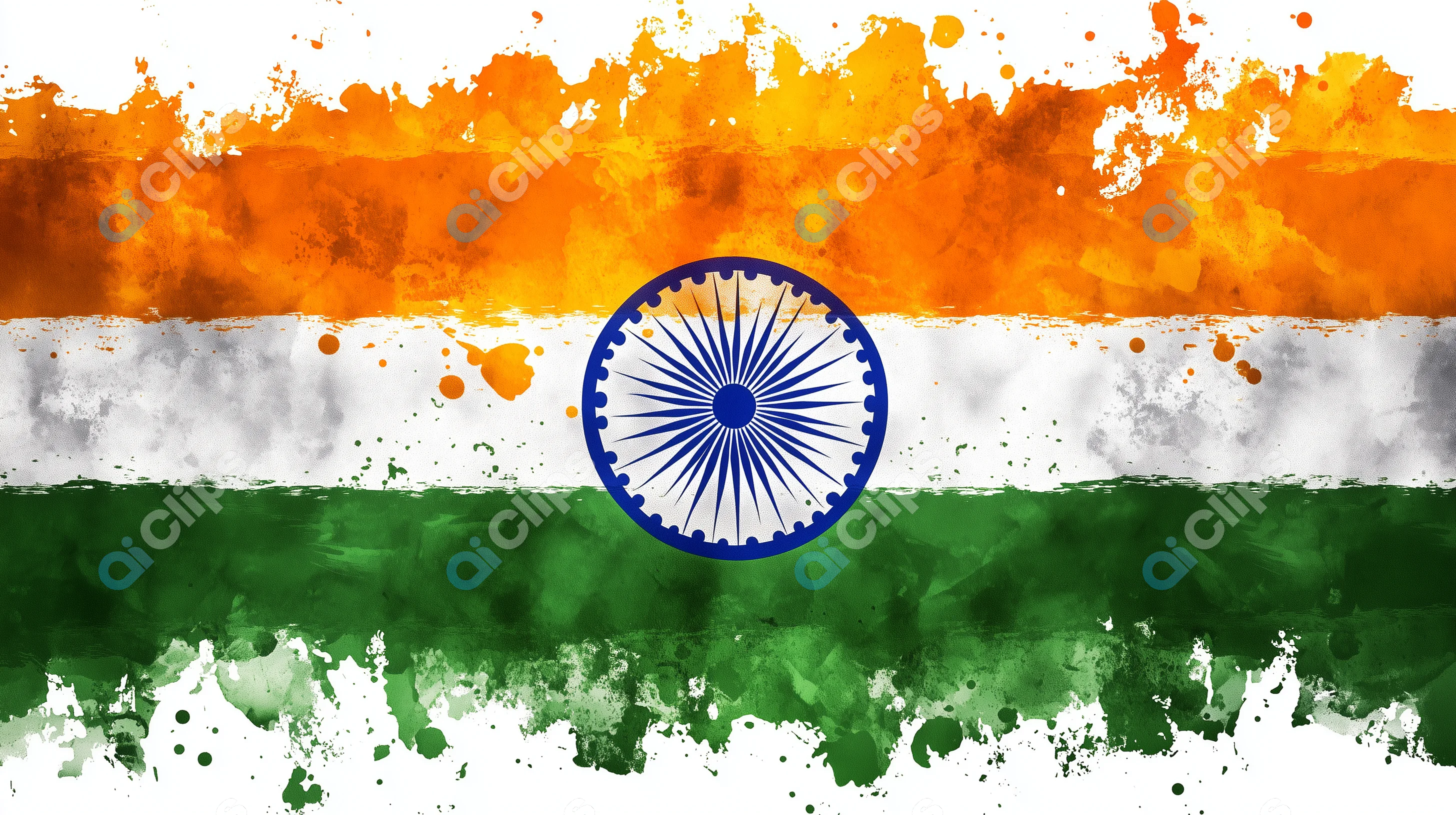 Indian Flag with Artistic Paint Splashes