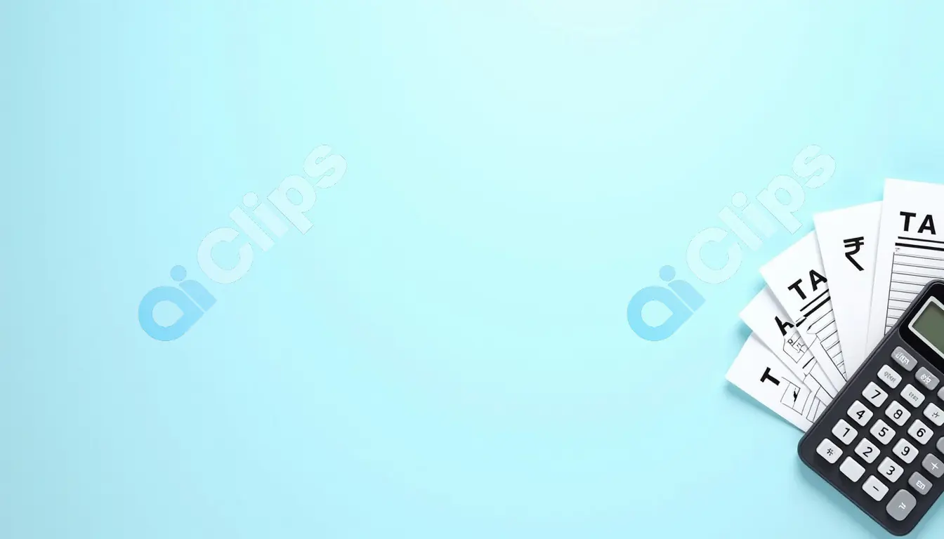 Tax Documents with Calculator on Light Blue Background