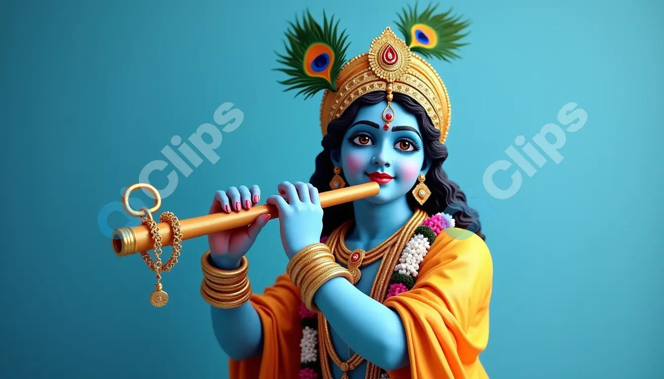 Divine Baby Krishna Playing the Flute