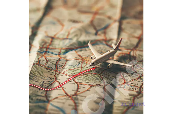 Airplane on Travel Map