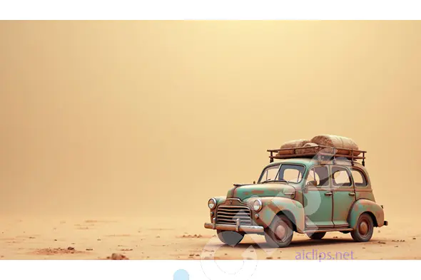 Vintage Car in Desert Landscape – Nostalgic Road Trip
