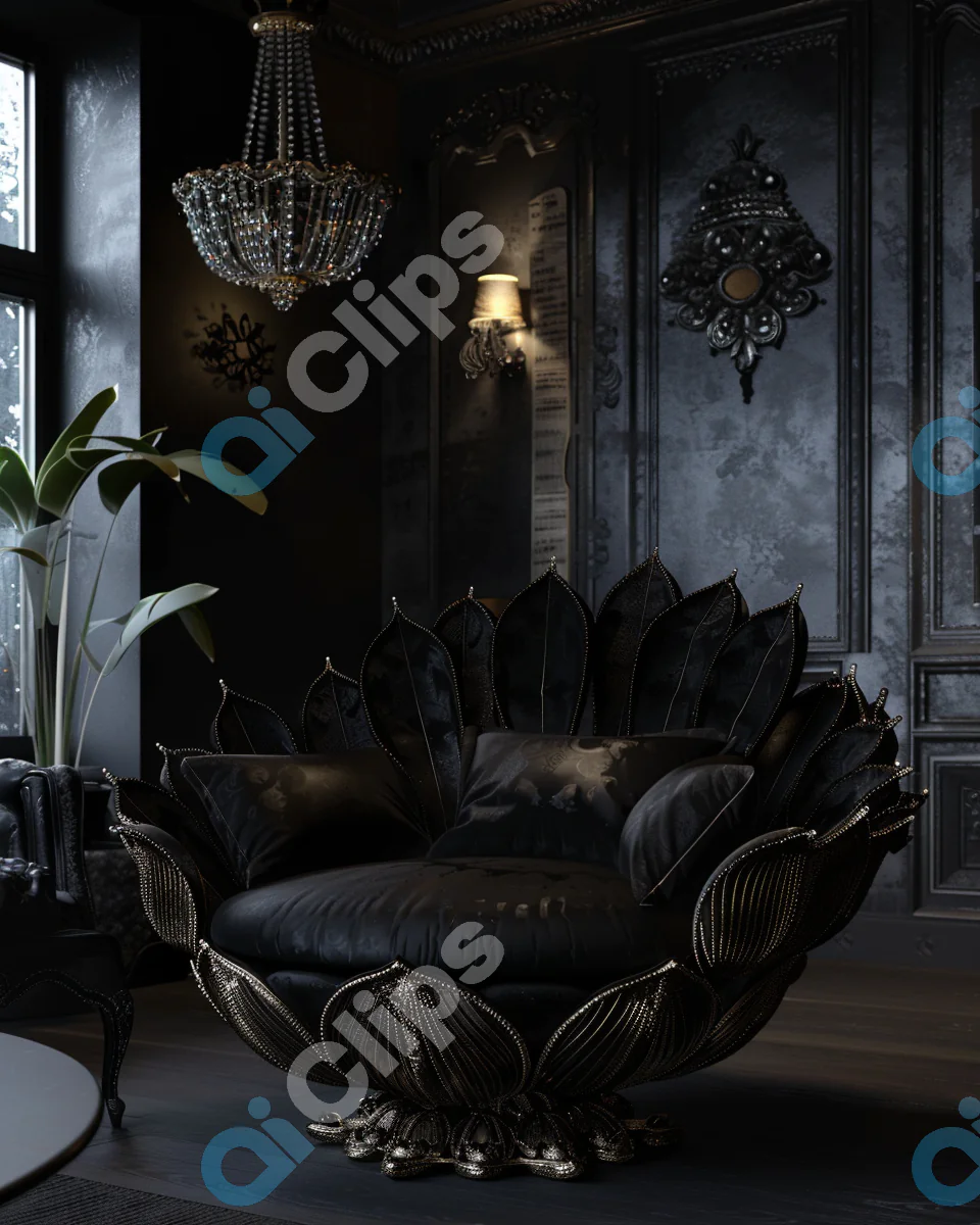 Luxurious Black Velvet Chair
