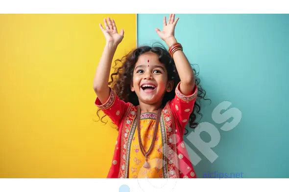 Joyful Indian Girl in Traditional Dress