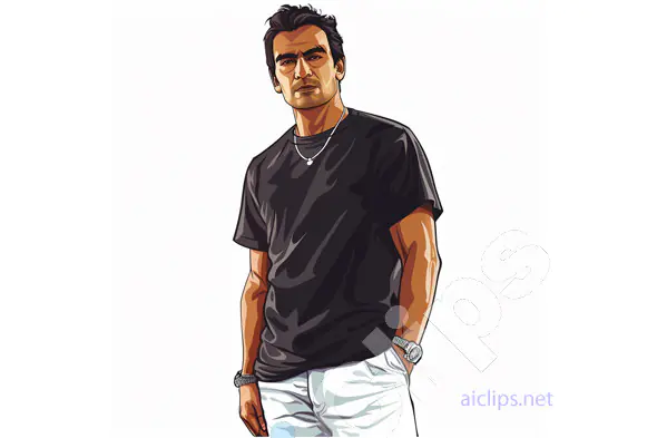 Casual Man in Black T-Shirt
