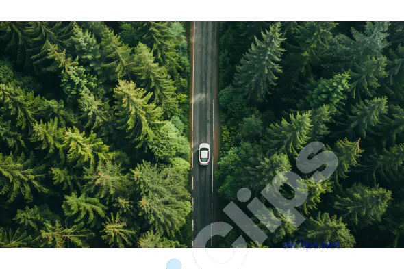 Aerial View of Car on Forest Road