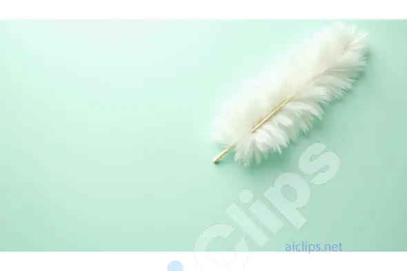 Single White Feather on Mint Green Background
