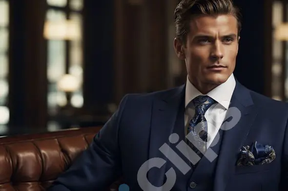 Elegant Man in Blue Suit