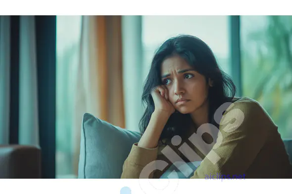Pensive Young Woman Reflecting Indoors