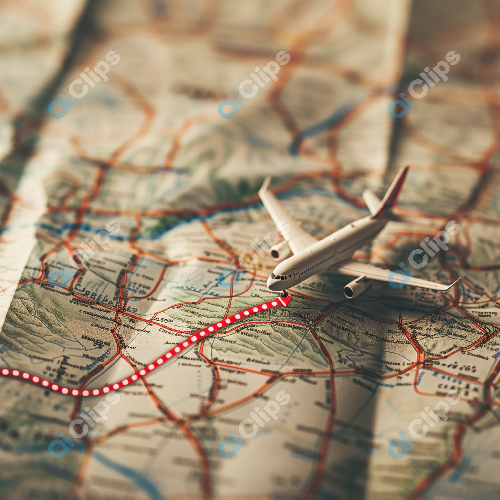 Airplane on Travel Map