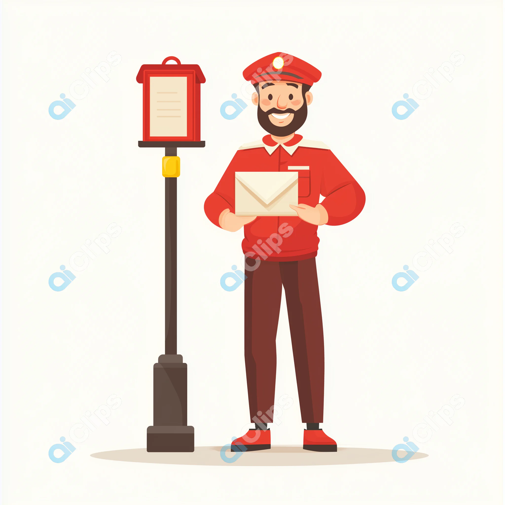Smiling Postman with Letter