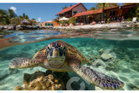 Sea Turtle Near Beachfront