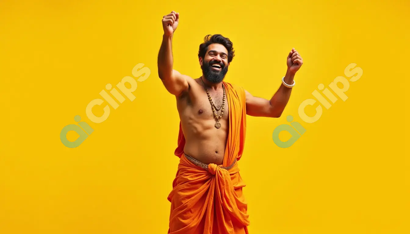 Joyful Indian Man Celebrating in Traditional Attire