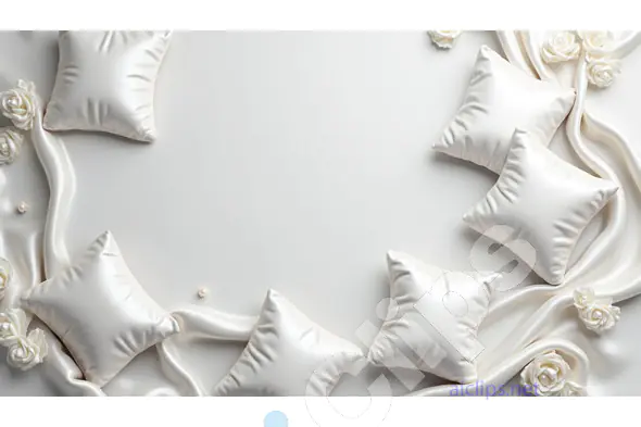 Luxurious White Satin Pillow Arrangement with Roses