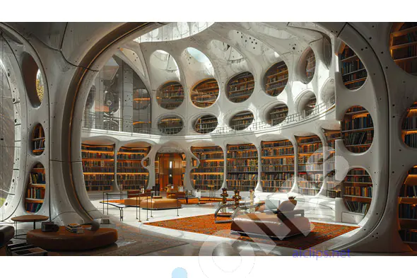 Futuristic Library Interior