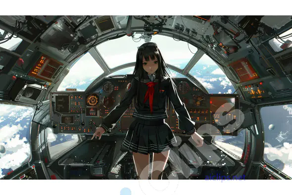 Anime Girl in Spaceship Cockpit