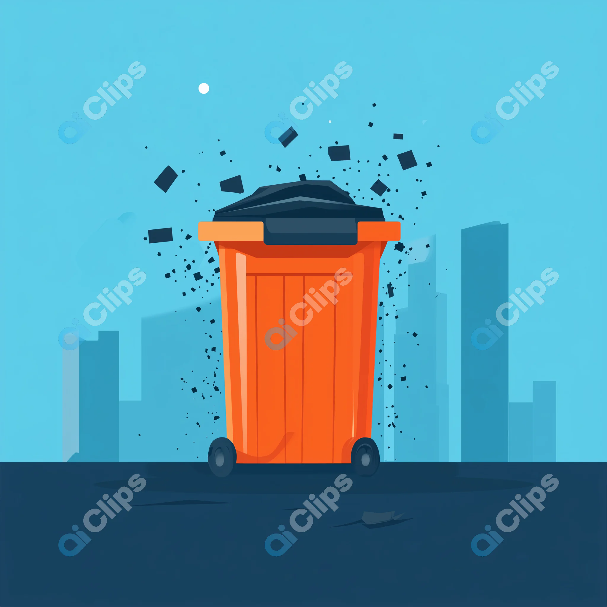 Orange Trash Bin Illustration