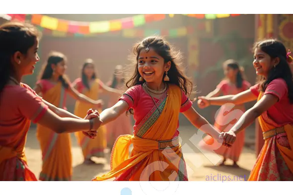Indian Girls Celebrating Festival with Dance