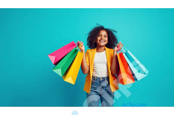 Happy Shopper with Colorful Bags and Vibrant Style