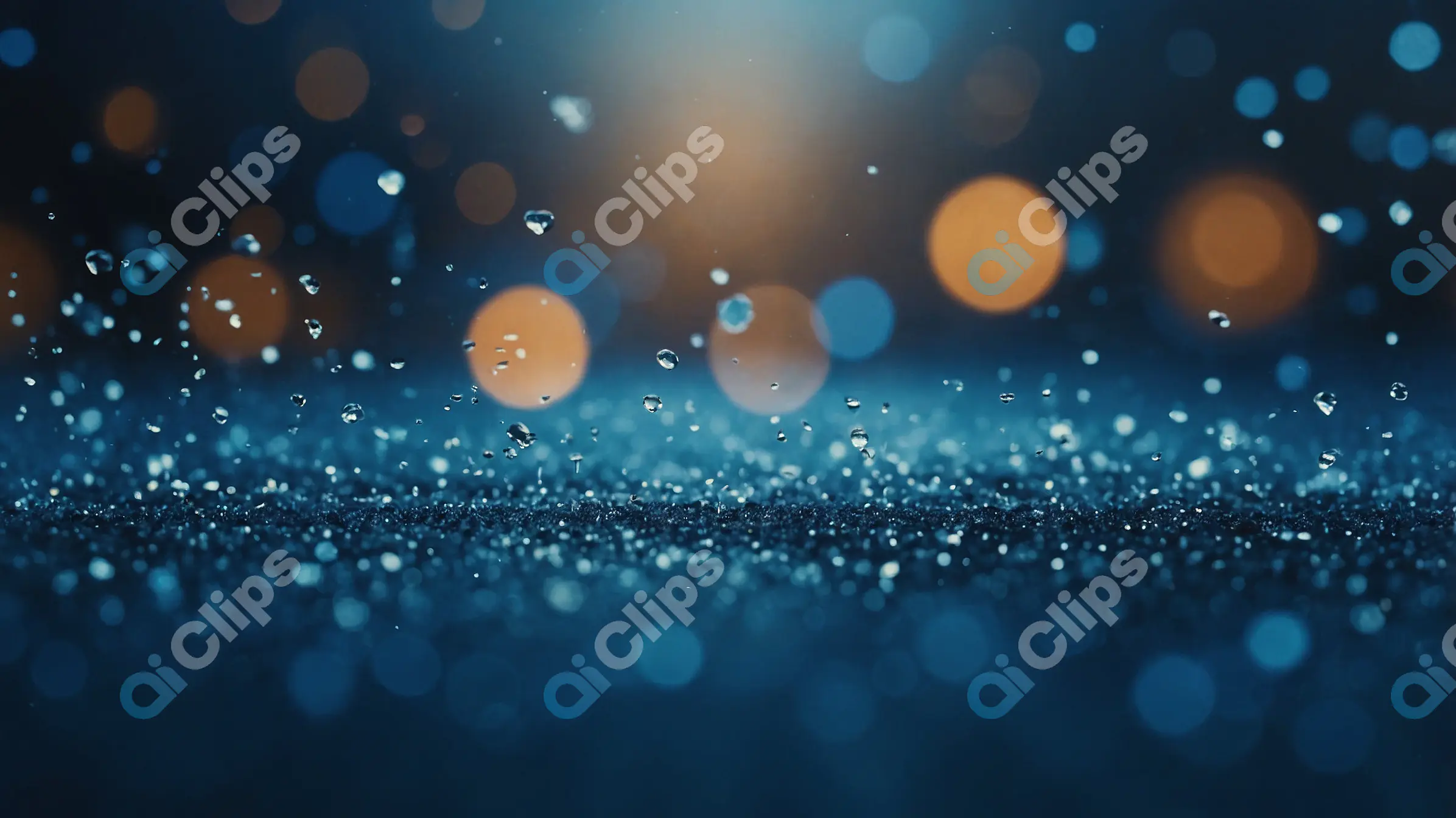 Sparkling Water Droplets with Bokeh Lights