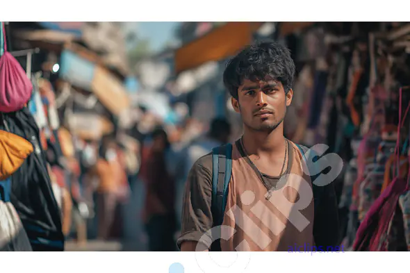Young Man in an Indian Street Market