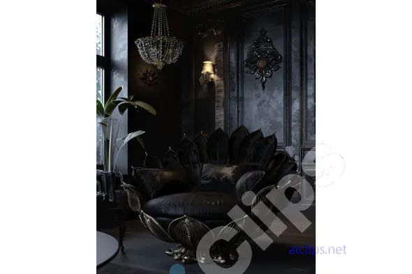 Luxurious Black Velvet Chair