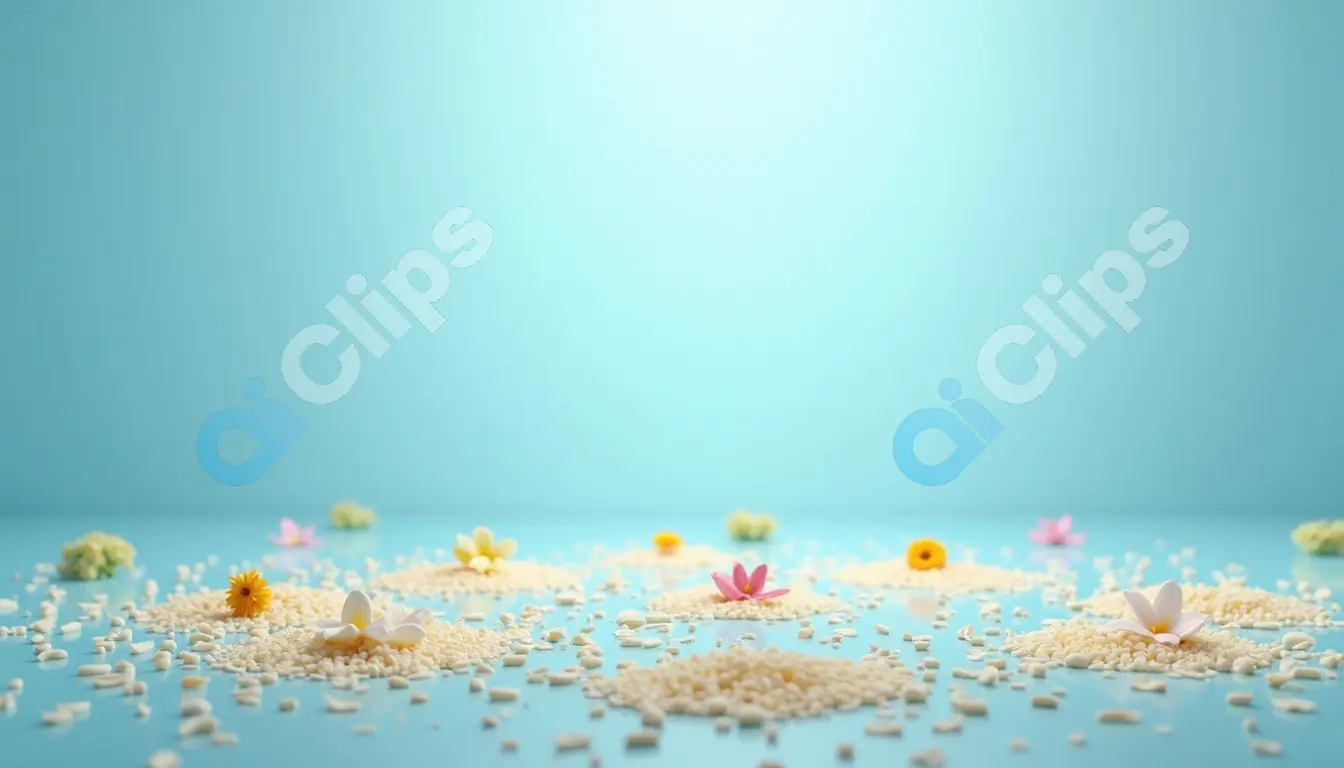 Serene Floral Rangoli on Light Blue Background
