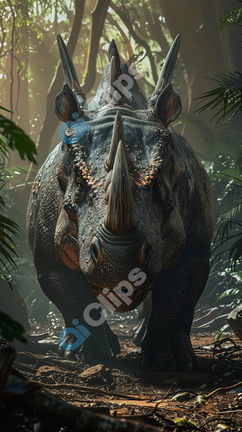 Horned Dinosaur in Jungle